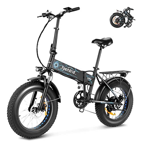 Version 1.0.0 Speedrid 500W Folding Electric Bike for Adults, 20" x 4.0" Fat Tire Ebike with Mid Located Built-in 48V-10.4Ah Battery Up to 50 Miles, Front Suspension Fork and 7 Speed - Image 1