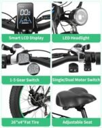 48V 20Ah 2000W Dual Motor Ebike for Adults,35MPH 87Mile,26" Fat Tire All Terrain Electric Bike,Dual Hydraulic Disc Brake E-Bike,21 Speed Commuter E Bike for Men Women,Lockable Suspension - Image 5