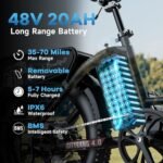 CITYRANGE 4.0 PEAK1500W 48V 20AH Electric Bike for Adult,30MPH 70Miles 20''×4.0" Fat Tire Cargo E-Bike, Long Range Electric Mountain Bike for Snow Beach Commuting, UL Certified - Image 3