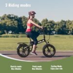 Folding Electric Bike, 1000W Peak Motor Electric Bike for Adult, 30MPH, 60Miles Max Range for Ebike, 48V 614WH Removable Battery, 20" Fat Tire Electric Bicycle for Commute Beach Snow - Image 6