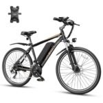 Jasion EB-X 26" Electric Bike for Adults, with Phone Holder, 850 W Peak Brushless Motor, 21 Speed Gear, 25 MPH Ebike, 450 Wh Removable Battery Electric Mountain Bike, Commuting E Bike, Fork Suspension