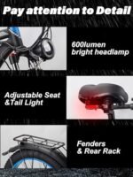 Electric Bike for Adults 2000W Peak 3000W Dual Motor E Bike with 52V 23Ah Battery 36.8MPH 7 Speed Ebike, 26"x4" All Terrain Fat Tire Electric Bicycle with Front Fork Suspension - Image 6