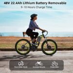 2000W Electric Bike for Adults, 26" Fat Tire Electric Mountain Bicycle, 48V 22.4Ah Removable Li-Ion Battery, Max 30.5Mph E-Bike Snow Beach,Electric Bicycle with 7 Speed Suspension Fork - Image 4