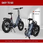 E-Flow, 750W Folding Electric Bike Adults, Up to 90Miles Motor Ebike, 48V 20Ah BAFANG Battery, 20’’x4.0 Fat Tire 28MPH Step-Thru Bicycle for City Commuter, Snow, Beach, Mountain etc - Image 6