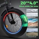 ECOTRIC Electric Bike 500W Folding Ebike 20" Fat Tire Foldable Electric Bicycle 48V 12.5AH Lithium Removable Battery Beach Snow Mountain E-Bike Commute Ebike for Adults Shimano 7-Speed - Image 4