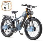 DAMSON Dual Motor Electric Bike for Adult 48V 30AH Removable Battery Ebike 26"X4"Fat Tire up to 30MPH &120 Miles Long Range Off Road Beach Mountain Full Suspension Electric Bicycle
