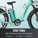 Electric Bike for Adults,1000W Peak Motor 28MPH with 26" x 4.0 Fat Tire Step-Thru Ebike,48V 15AH Removable Battery, Hydraulic Brake, Shock Absorber, Commuter Ebikes,7-Speed Gear, UL - Image 3