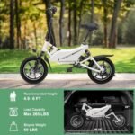 Winado 14" Electric Bike for Adults, Folding Electric Bicycle 350W Motor with Pedal, Dual Shock Absorber, Dual Disc Brakes, Max Range 20Miles, Foldable Commuter City Ebike for Adults/Teens, White - Image 6