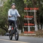 Electric Bike, 20" Fat Tire Step-Thru Electric Bicycle, 900W Peak Motor 45 Miles 20MPH Top Speed, Dual Suspension & 7-Speed Folding Ebike for Adults with Rear Rack - Image 4