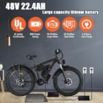 Electric Bike for Adult, Dual Motor 2000W 35MPH AWD Ebike, 48V 22.4AH Removable Lithium Battery, 26" Fat Tire MTB, 21-Speed with Ignition Lock Hydraulic Disc Brake Front Suspension - Image 3