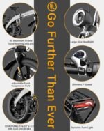 Electric Bike for Adults 1200/1400W Peak, 28/30MPH 60 Miles, 720WH Battery 20'' x 4.0 Fat Tire Folding Ebikes for Adults, with APP/Anti-Theft Alarm/NFC/BAFANG Motor/Hydraulic Brakes & UL 2849 - Image 6