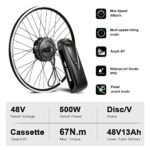 Yose Power Waterproof 500W Ebike Conversion Kit with 48V 13Ah Battery for Cassette/Freewheel 26" Electric Bike Rear Wheel, Electric Bicycle Hub Motor Kit, LED Display, Installation Tool - Image 2
