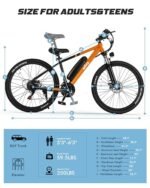 Racer Electric Bike for Adults - 21-Speed Mountain Lightweight Ebike with Peak 500W Brushless Motor, 375Wh Removable Battery, 26X2.1 Tire Step Over E-MTB, Up to 40 Miles - Image 6