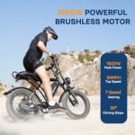 V60/V60 Pro Electric Bike, 48V 15.6/18.2Ah Removable Battery 20” Fat Tire Electric Bike, 1000/1500W Motor 30/33MPH Top Speed Electric Motorcycle, 7 Speed Dual Disc/Hydraulic Brake E Bikes - Image 2