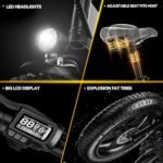 Folding Electric Bike for Adults, 750W Motor(1000W Peak),30MPH, 60Mile,48V 12.8AH/15AH/20AH Battery,20" Fat Tire Foldable Electric Bicycle,Commuter Beach Snow E-Bikes,7-Speed… - Image 5