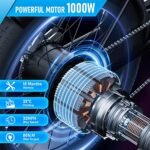 Electric Bike 000w Electric Bicycle 20 * 4.0 inch Fat Tire Ebike, Ebike for Adults Electric Bike 20MPH Adult Electric Bicycle Lockable Suspension Fork, Beach Snow E-Bike 7 Speed - Image 3