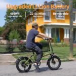 Jasion EB7 2.0 Electric Bike for Adults, 1200W Peak Motor 28MPH Max Speed Folding Ebike, 48V 10AH Removable Battery, 20" Tire with Dual Suspension, 7-Speed Electric Bicycles, with Front & Rear Basket - Image 6