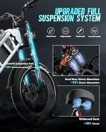 eAhora Juliet[2024 Upgraded] 48V 60Ah Peak 1200W Electric Bike for Adults 100-200Miles Long Range Electric Bicycles,20 * 4.0 Fat Tire EBike Full Suspension Electric Bicycles with Display - Image 4