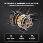 Jasion EB-X 26" Electric Bike for Adults, with Phone Holder, 850 W Peak Brushless Motor, 21 Speed Gear, 25 MPH Ebike, 450 Wh Removable Battery Electric Mountain Bike, Commuting E Bike, Fork Suspension - Image 2