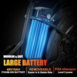 20" Folding Electric Bike,Peak 1200W Fat Tire Ebike 7 Speed Gear with Removable 48V15AH Lithium Battery and Multi-Function Display (Black) - Image 5