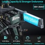 DAMSON Electric Bike for Adult 1000W 48V 30AH/20Ah Removable Battery Ebike 26"X4"Fat Tire up to 30MPH &120 Miles Long Range Off Road Beach Mountain Full Suspension Electric Bicycle - Image 3