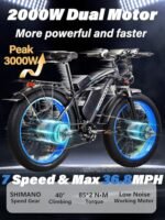 Electric Bike for Adults 2000W Peak 3000W Dual Motor E Bike with 52V 23Ah Battery 36.8MPH 7 Speed Ebike, 26"x4" All Terrain Fat Tire Electric Bicycle with Front Fork Suspension - Image 3