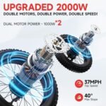 Electric Bike for Adults - 2000W Ebike with 37MPH 50Miles Range, 26'' x 4.0'' Off-Road Fat Tires Bicycle,52V 22Ah Removable Battery Electric - Image 2