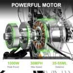 Electric Bike for Adults with 1000W Motor Peak,48V Removable Lithium Battery and up to 70Miles 30MPH,UL Certified 26" Electric Commuter Bike with 7-Speed and Front Suspension - Image 3