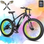 HAOQI Electric Bike for Adults, 26" x 4.0 Fat Tire Ebike, 750W Brushless Motor Mountain Bike with 48V 20AH Removable Battery, Electric Bicycle with 7 Speed to 28MPH…