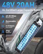 Corgi Electric Bike for Adults 960W, 48V 20Ah Battery Ebike, New Longitudinal Suspension Ebike, 20'' Fat Tire Full Suspension Mountain Ebike, 28MPH & 80Miles Range, LCD Display, 7 Speed - Image 4