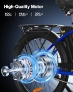 Urban Go 26" Electric Bike, 18.6MPH Max Speed & 35 Miles Range (PAS), 500W Peak Motor & 374.4Wh Removable Battery, Electric Bicycle with Front Suspension, E-Bike for Adults with Rear Rack, Blue - Image 3