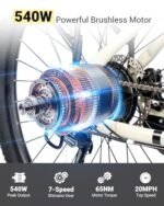 Seeker S Electric Bike for Adults 350W(Peak 540W) 26 inch Electric Bicycle Step Thru Ebike, with 36V/9Ah Battery, 20MPH, 7-Speed Gears and Front Suspension, UL 2849 Certified E-Bikes - Image 2