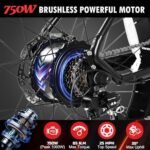 Electric Bike for Adults, 25MPH 75Miles Range 750W Motor(Peak 1000W) 48V 15Ah Ebike, 26" x 4.0" Fat Tire Electric Mountain Bicycle, Shimano 7 Speed, Hidden Battery, Hydraulic Suspension - Image 4