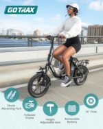 Gotrax NEPHELE 16" Electric Bike, Max 25Miles Range(Pedal-Assist) & Speed 15.5Mph Power by 350W Motor, Folding E-Bike with Removable Battery, Front Suspension and Commuter Electric Bicycle for Adults - Image 2