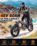 W Wallke Folding Electric Bike for Adults, 2000W Dual Motor, 48V 40Ah/60Ah Long Range Ebike, 20 inch Fat Tire Electric Bicycles for Delivery/Full Suspension/34MPH/AWD E-bike - Image 3