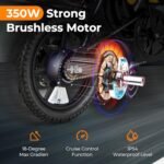 Goplus Electric Bike for Adults, 14” Folding Electric Bicycle w/ 350W Motor, 36V Battery, Twist Throttle, Adjustable Saddle, Waterproof City Cruiser Mini E-Bike with Cruise Control, 90% Pre-Assembled - Image 2