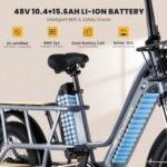 Wagen Electric Bike for Adults, 1000W Cargo E Bike with 48V 15.6+10.4AH Dual Battery, 28MPH 120Miles Step-Thru Design E Bike for Adults, 20" Fat Tire Cargo Electric Bicycle - Image 3