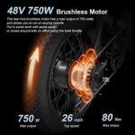 Electric Mountain Bike Electric Motorcycle-Sytle Bicycle for Adults Faster Charge 750W 48V 14AH Removable Battery 26MPH 20'' Mountain Ebike, 7 Speed Full Suspension Fork - Image 6