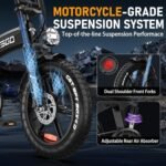 TESGO 1000W (1500W Peak) Moped Style Foldable Electric Bike,【LG Battery】 48V 16.8AH E Bike for Adults,【Full Suspension】 Double Shoulder Forks & Rear Air Shock,Dual Hydraulic, 20" Fat Tire EBike - Image 4