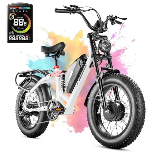 Version 1.0.0 Luna/Luna II Dual Motor Electric Bike for Adults, 1500W E Bike 7-Speed 33MPH Ebike with Removable 48V 15Ah/20Ah Battery, 20 * 4.0 Fat Tires Full Suspension Ebikes, Dual Hydraulic Disc Brake - Image 1