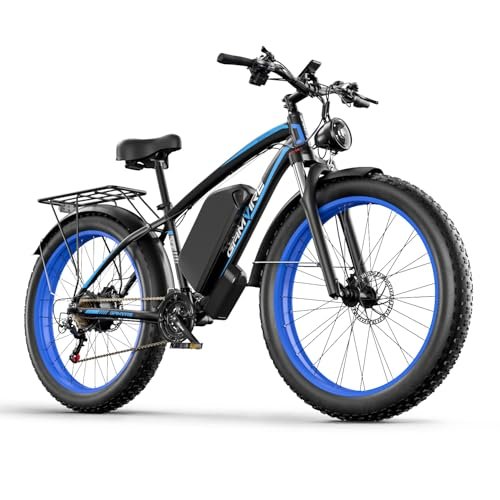 Version 1.0.0 Electric Bike for Adults 1000W Peak 1500W Motor E Bike with 52V 19.2AH Battery 35.5MPH 21 Speed Ebike, 26"x4" All Terrain Fat Tire Electric Bicycle with Front Fork Suspension - Image 1