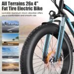 Electric Bike for Adults, Peak 750W Ebike, 25MPH 60Miles Electric Mountain Bike, 26" Fat Tire Adult Electric Bicycle with 48V 13AH Battery, Rear Rack, 7 Speed, Front Suspension, Turn Signal - Image 4