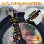 Jasion EB7 2.0 Electric Bike for Adults, 1200W Peak Motor 28MPH Max Speed Folding Ebike, 48V 10AH Removable Battery, 20" Fat Tire with Dual Suspension, 7-Speed Electric Bicycles, with Black Saddlebag - Image 4