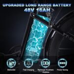 Electric Bike for Adults, 1200W Peak 30MPH Electric City Cruiser Bicycle, 26" x 3.0 Fat Tire Step-Thru Ebike with 48V 16AH/14.5AH Removable Battery, 7-Speed Folding Electric Commuter Bike - Image 2