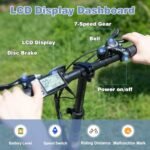 EVERCROSS EK6 Electric Bike 20" x 4.0 Fat Tire Foldable E Bike with 48V 15Ah Removable Battery, 750W Mountain Adult Electric Bicycle with 7 Gears, 55-100KM Long Mileage - Image 4