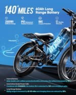 eAhora Romeo Pro(2024 Upgrades) Peak 1600W Electirc Bike for Adults 48V 60Ah 120+ Miles Long Range Electric Bike, 26"*4.0 Fat Tire Electric Mountain Bicycle Full Suspension Ebike with APP Control - Image 3