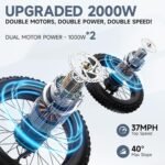 2000W Electric Bicycle for Adults- Moped Style Ebike with 1144WH Battery Pack up to 50 Miles 37MPH, 26" Fat Tire, 7-Speed, 6-Layer Suspension - Image 4