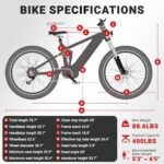 Himiway Cobra Pro 26"x4.8" Fat Tire Electric Bike 1000W, 80MI Long Range with Four-Bar Linkage Suspension, 400lb Payload, 25MPH, 10 Speed System - Image 6