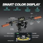 Electric Bike with 20W Headlight Adjustable Front Shock, green - Image 5