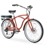 sixthreezero Around The Block Men's Electric Bicycle, 7-Speed Beach Cruiser eBike with Rear Rack, 500/250 Watt Motor, 26 Inch Wheels, Multiple Colors